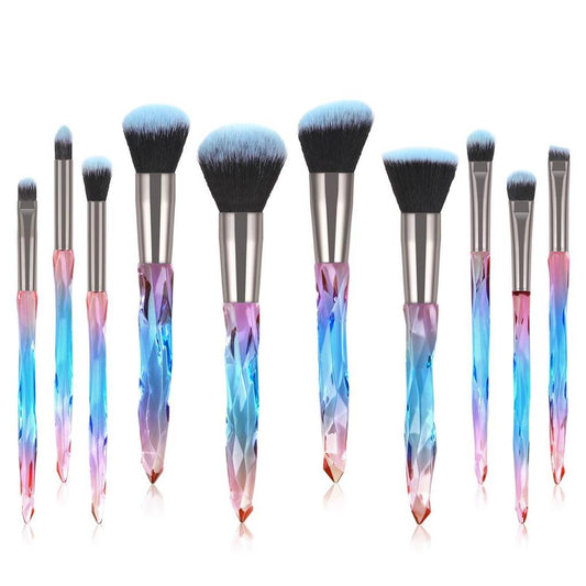 10 Piece Crystal Makeup Brush Set -RAINBOW