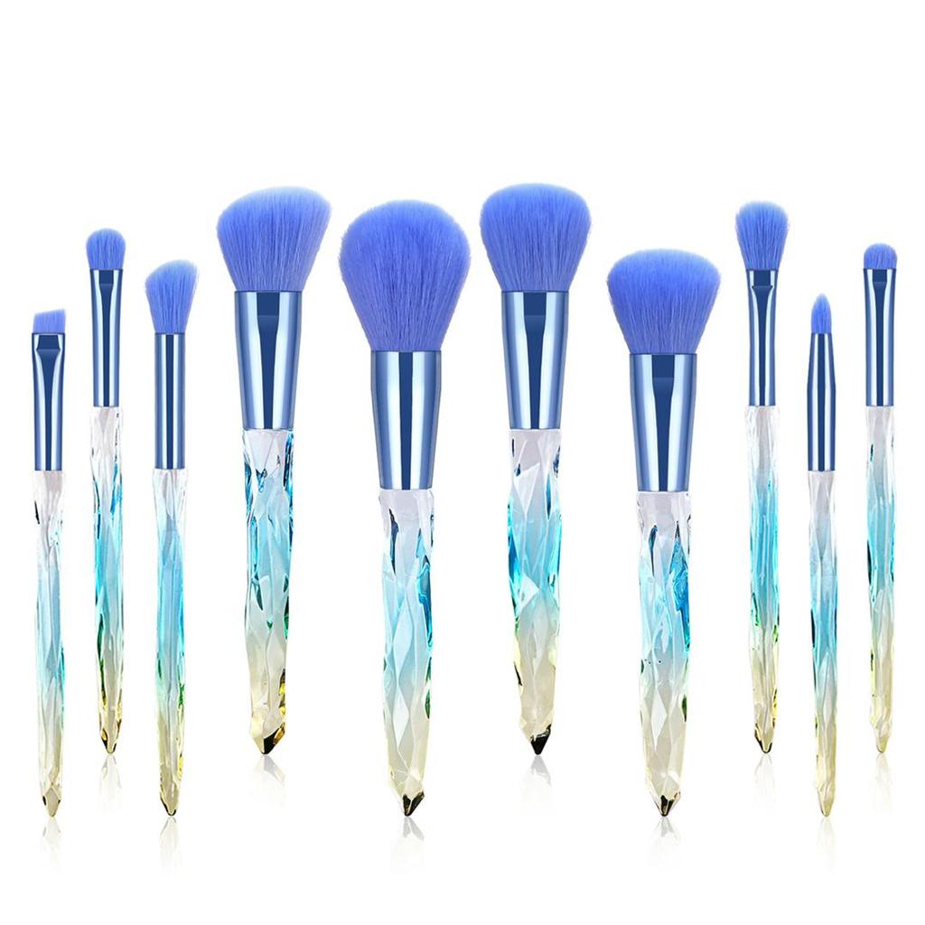 10 Piece Crystal Makeup Brush Set -RAINBOW